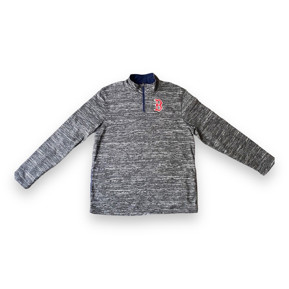 BOSTON RED SOX Majestic 1/4 Zip Long Sleeve Collared Golf Activewear Pullover